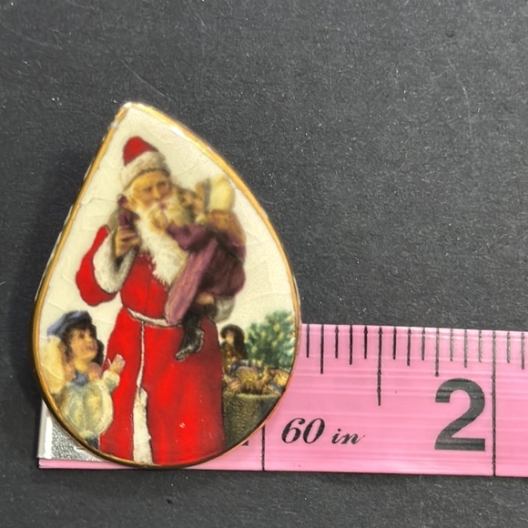 Vtg Santa Claus Earrings Enamel Ceramic Christmas Chunky Pierced 80s - Picture - Picture 9 of 10